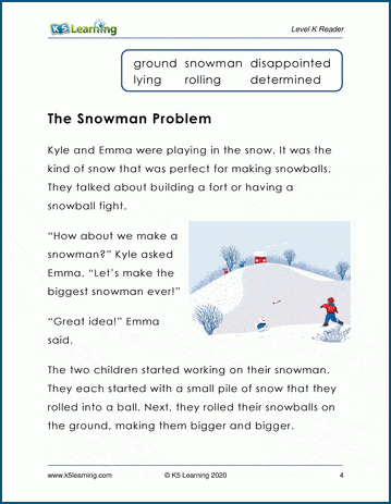 Level K2  Children's Story - The Snowman Problem