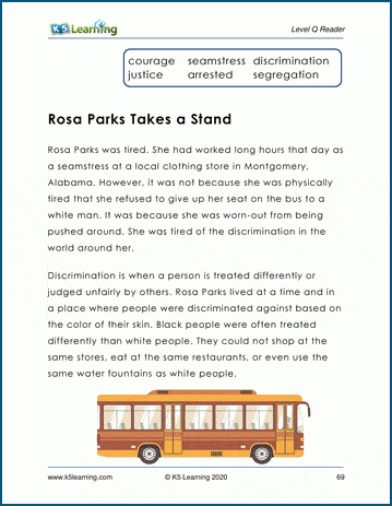 Level Q  Children's Story - Rosa Parks Takes a Stand