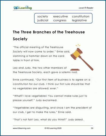 Level R Children's Story - The Three Branches of the Treehouse Society