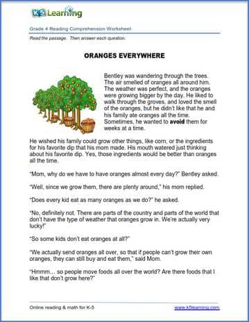 New Reading Prehension Worksheets For Grades 4 And 5