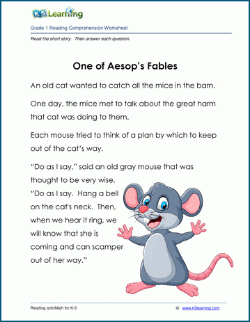 Grade 1 Children's Fable - One of Aesop's Fables