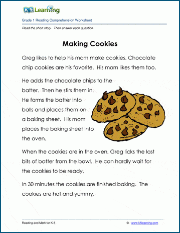 making cookies grade 1 children s story k5 learning