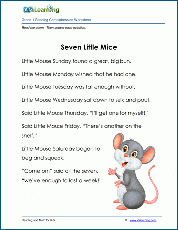 Grade 1 Children's Fable - Seven Little Mice