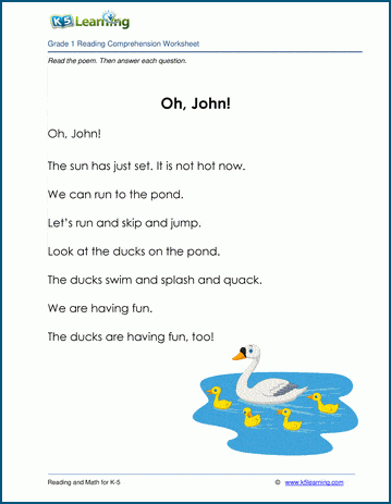 Grade 1 Children's Fable - O John!
