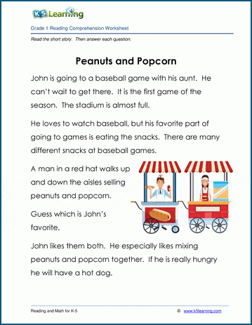 Grade 1 Children's Story - Peanuts and Popcorn