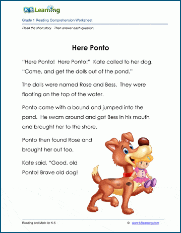 Grade 1 Children's Fable - Here, Ponto