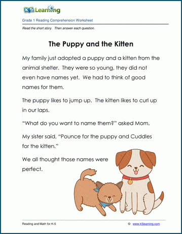 Grade 1 Children's Story - The Puppy and the Kitten