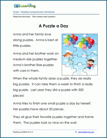 Grade 1 Children's Story - A Puzzle a Day