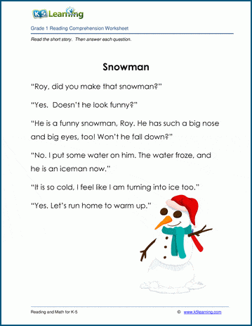 Grade 1 Children's Fable - Snowman