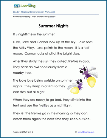 Grade 1 Children's Story - Summer Nights