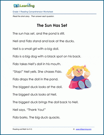 Grade 1 Children's Fable - The Sun has Set