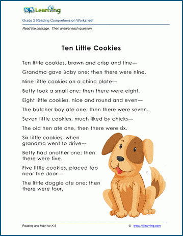 ten little cookies grade 2 children s fable k5 learning