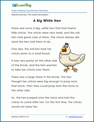 Grade 2 Children's Fable - A Big, White, Hen