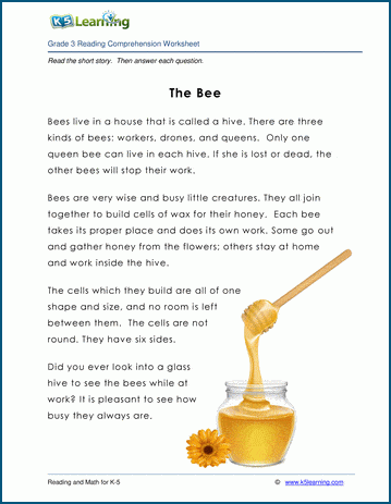 the bee grade 3 children nonfiction story k5 learning