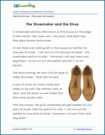 Grade 3 Children's Fable - The Shoemaker and the Elves