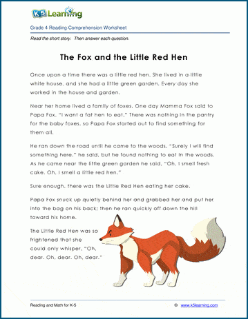 Grade 4 Children's Fable - The Fox and the Little Red Hen
