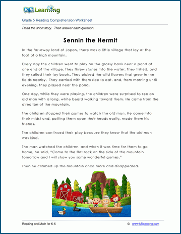 Grade 5 Children's Fable - Sennin the Hermit