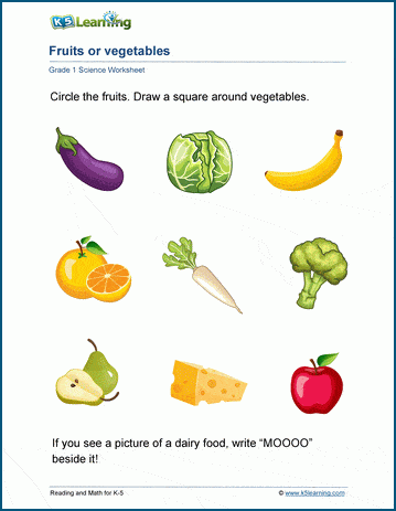 fruits or vegetables worksheet k5 learning