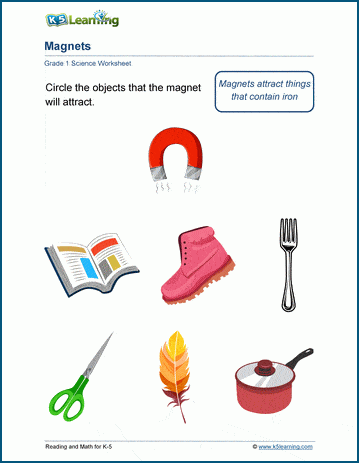 grade 1 magnets worksheet