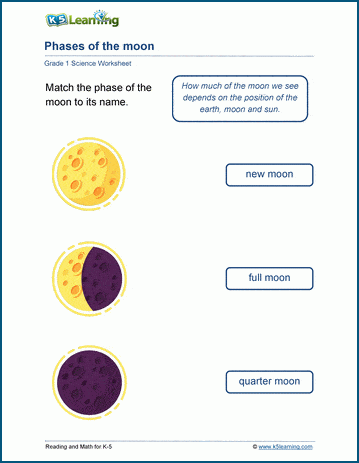 Phases of the moon worksheet