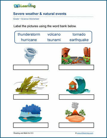 Severe Weather & Natural Events worksheets