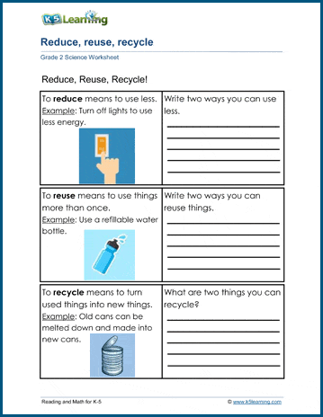 Sample Grade 2 Environment Worksheet