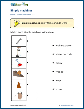 forces and machines worksheets k5 learning