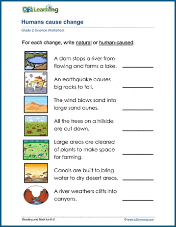 Humans and the environment worksheets