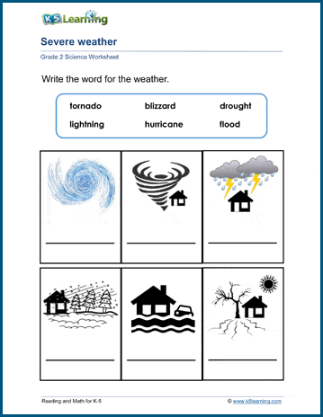 Severe weather worksheets