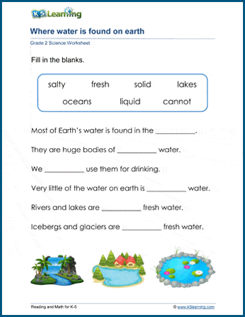 Properties of the earth's water worksheets