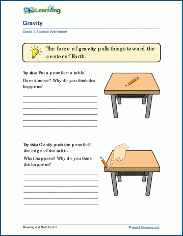 Gravity and friction worksheets