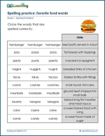 Grade 1 spelling challenge