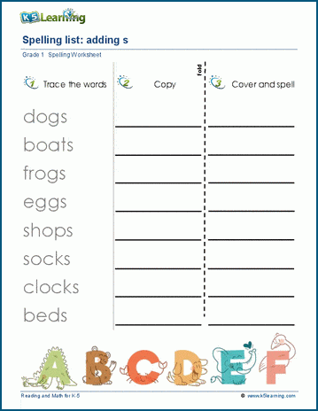 Spelling practice plural words