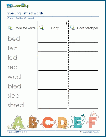 Spelling practice e sound words