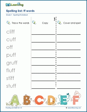 Spelling practice double consonants words