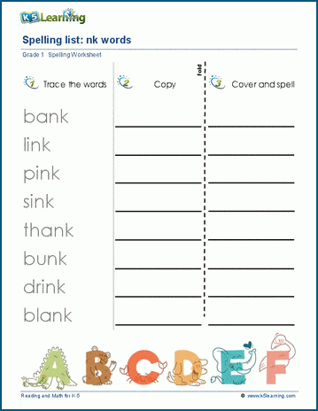 Spelling practice two consonants words