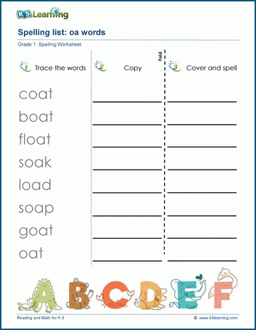 Spelling practice vowel blends 2 words