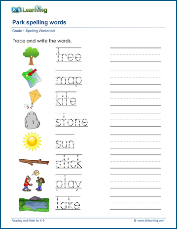 grade 1 spelling words worksheets pdf