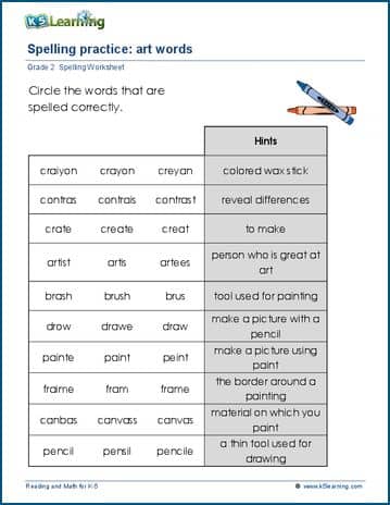 Grade 2 spelling worksheet correct spelling