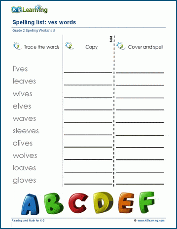 Spelling practice plural words