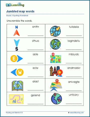 Grade 3 spelling worksheet scrambled words