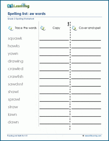 Spelling practice - grade 3 two letter blends - 1