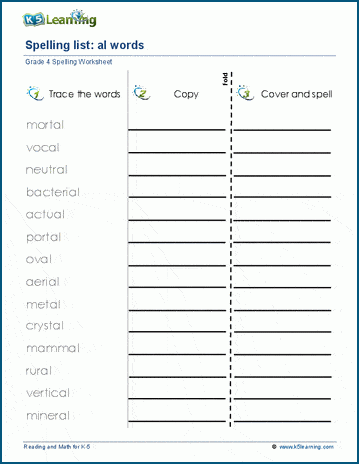 Grade 4 Spelling List Practice