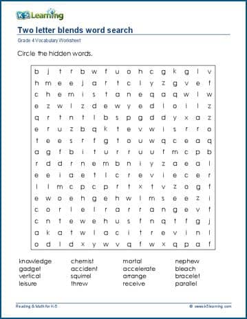 Grade 4 spelling worksheet word search