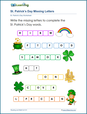 St. Patrick's Day worksheets | K5 Learning