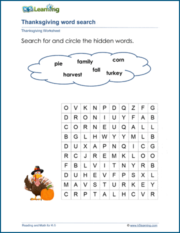 Thanksgiving word searches