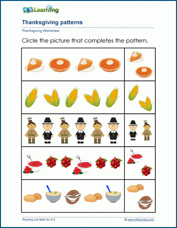 Thanksgiving worksheet sample