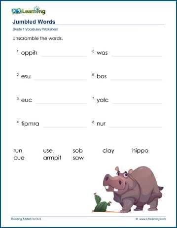 Grade 1 Vocabulary Worksheet word search