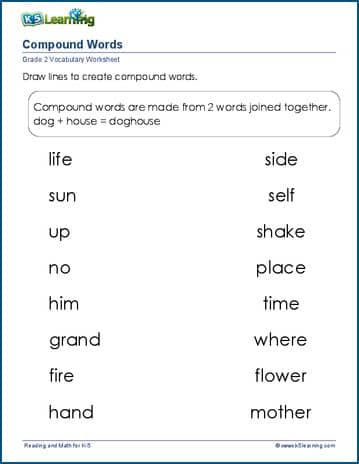 Compound words worksheets for grade 2| K5 Learning