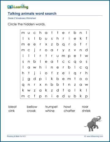 Grade 2 vocabulary worksheet word search